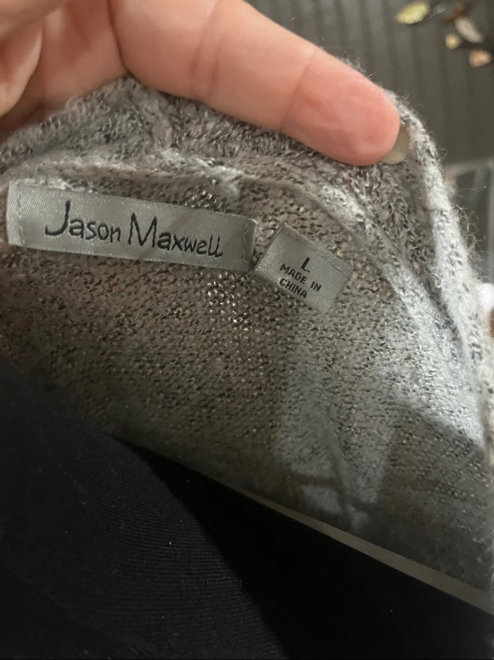 jason maxwell Light Gray V-Neck Ribbed Front Sweater